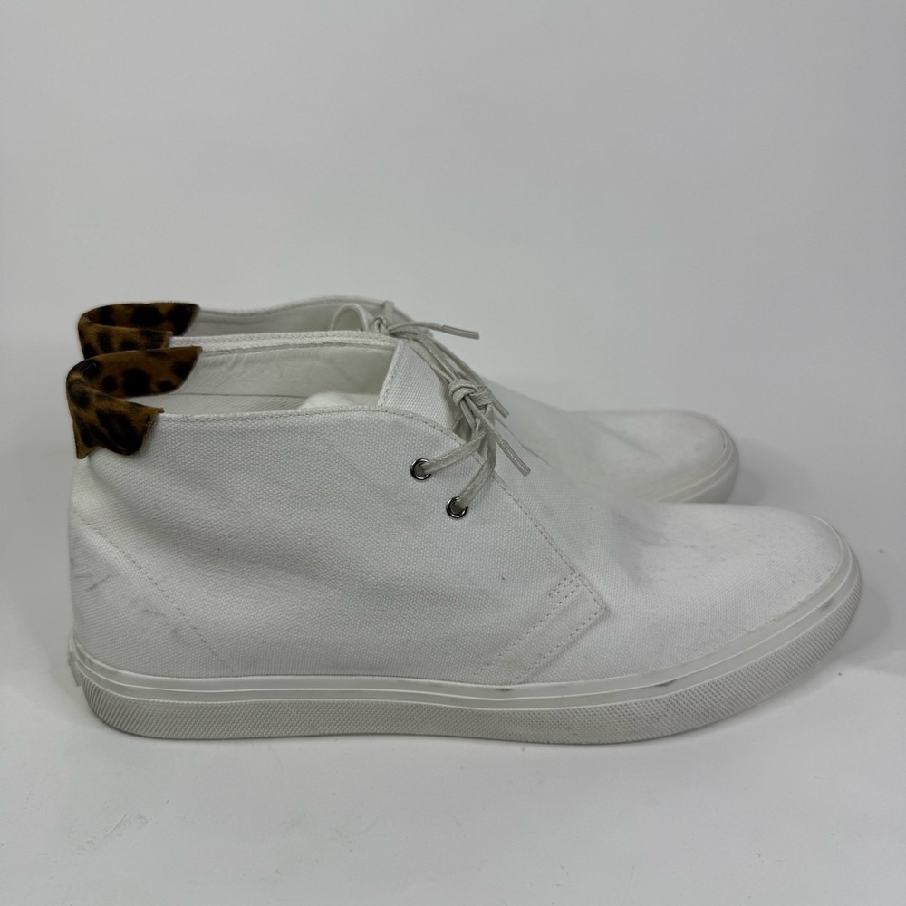 Saint laurent Men’s White High-Top Sneakers with Leopard Accent